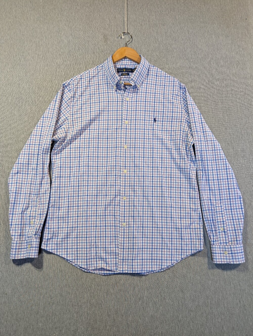 Ralph Lauren Slim Fit Plaid Shirt Men's XL Blue White